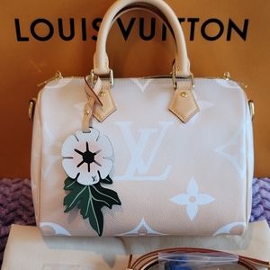 Louis Vuitton Speedy 25 By the Pool Brume Creme Canvas Giant Flower Monogram Bag